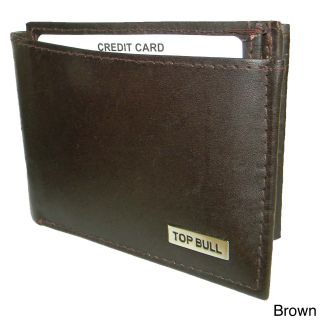 Top Bull Cowhide Leather Bi fold Removable Case Wallet