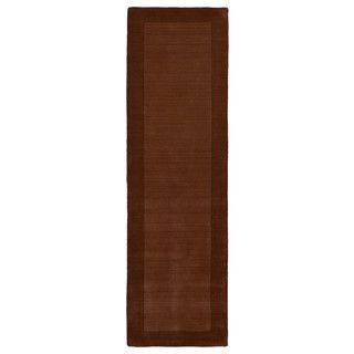 Hand tufted Borders Copper Wool Rug (26 X 89)