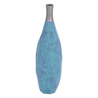 Ceramic Blue/ Silver Tall Bottle shaped Vase (Blue/silverBottle shaped vaseFirm base and a strong structureStylish vase with an appealing shape and pattern Premium quality ensures durability for years to comeThis vase will give a new definition to your ho