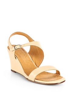 Chie Mihara Anatour Leather Wedge Sandals   Beige