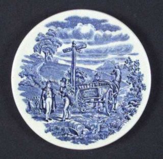 English Ironstone Dickens Series Blue Coaster, Fine China Dinnerware   Blue Cent