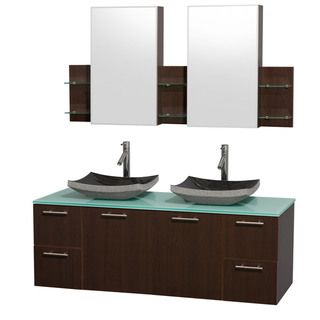 Wyndham Collection Amare 60 inch Espresso/ Green Top/ Granite Sink Vanity Set