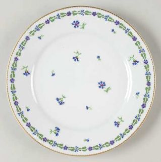 Tiffany Villandry Salad/Dessert Plate, Fine China Dinnerware   Blue/Red Flowers,