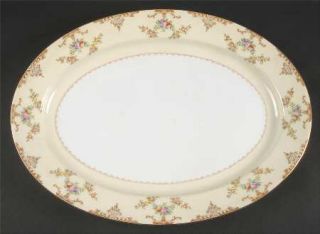Meito Aristocrat 16 Oval Serving Platter, Fine China Dinnerware   Tan Border,Fl