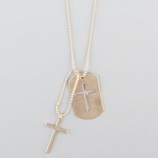 Cross Dogtag Necklace Gold One Size For Men 216320621