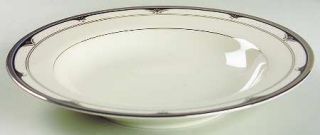 Mikasa Silver Shells Rim Soup Bowl, Fine China Dinnerware   Platinum Fans,Black