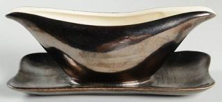 Red Wing Lotus Bronze Gravy Boat with Attached Underplate, Fine China Dinnerware