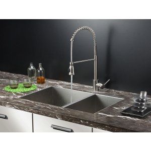 Ruvati RVC2618 Combo Stainless Steel Kitchen Sink and Stainless Steel Set