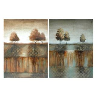 Crestview Collection High Gloss Landscape Stretched Canvas Wall Art   Set of 2  