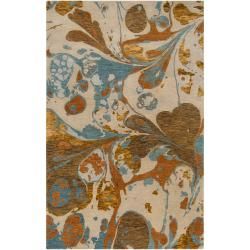 Hand tufted Contemporary Multi Colored Petit New Zealand Wool Abstract Rug (8 X 11)