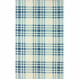 Nuloom Handmade Plaid Blue Wool Rug (5 X 8)
