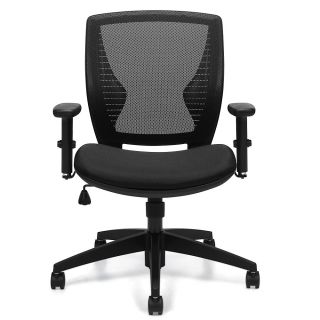 Mesh And Fabric Task Chair   18 1/2 To 22 1/2 Seat Height   Black