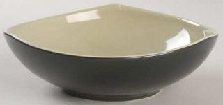 Nambe Tri Corner Soup/Cereal Bowl, Fine China Dinnerware   Sage Green/Black,Tria