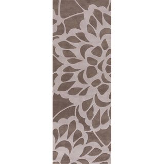 Hand tufted Transitional Chepen Floral Grey Wool Rug (26 X 8)