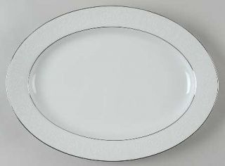 Royal Song Bridal Lace 14 Oval Serving Platter, Fine China Dinnerware   White V
