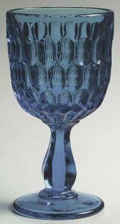 Fenton Thumbprint Colonial Blue Water Goblet   Colonial Blue, Thumbprint Design