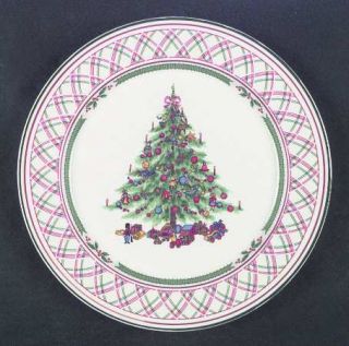 International Holly Ribbon Dinner Plate, Fine China Dinnerware   Green&Red Bands