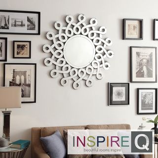 Inspire Q Nihoa Silver Interconnected Curls Sunburst Accent Wall Mirror
