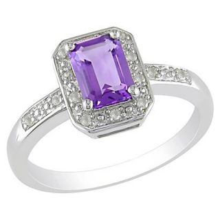 7/8 Carat Amethyst and Diamond Accent Ring in Sterling Silver, HIJ