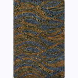 Hand tufted Mandara Geometric Wool Area Rug (5 X 76) (Green, brownPattern GeometricTip We recommend the use of a  non skid pad to keep the rug in place on smooth surfaces. All rug sizes are approximate. Due to the difference of monitor colors, some rug 