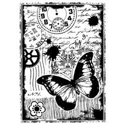 Crafty Individuals Unmounted Rubber Stamp 4.75 X7 Pkg  Steampunk Butterfly