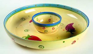  Salsa 2 Piece Chip and Dip Set, Fine China Dinnerware   Multicolor Band