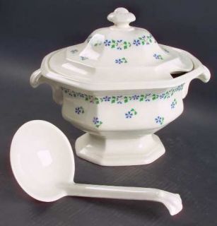 Iroquois Periwinkle Tureen & Lid w/Ladle, Fine China Dinnerware   Museum,Blue Fl