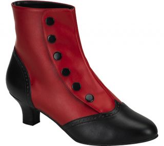 Womens Bordello Flora 1023   Red/Black PU Boots