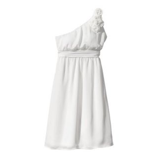 TEVOLIO Womens Satin One Shoulder Rosette Dress   Off White   12