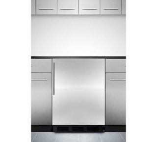 Summit Refrigeration Undercounter Refrigerator w/ Flat Door Liner, Auto Defrost, Back/Stainless, 5.5 cu ft, ADA