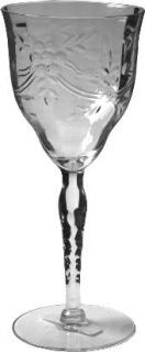 Unknown Crystal Unk108 Water Goblet   Cut Floral & Swags, Cut Stem