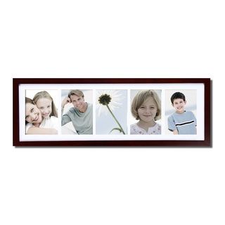 Walnut Matted 5 opening Wooden Wall Hanging Photo Frame