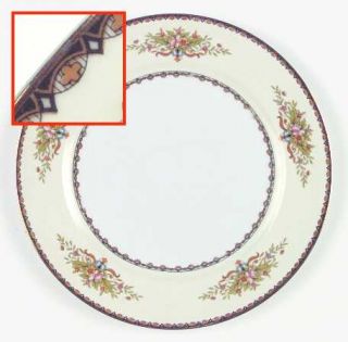 Noritake Visalia Dinner Plate, Fine China Dinnerware   Black,Tan Border,Floral S