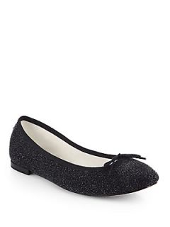 Repetto Sparkle Coated Suede Ballet Flats   Black