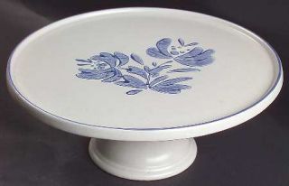 Pfaltzgraff Yorktowne (Usa) Footed Cake Plate, Fine China Dinnerware   Blue Flor