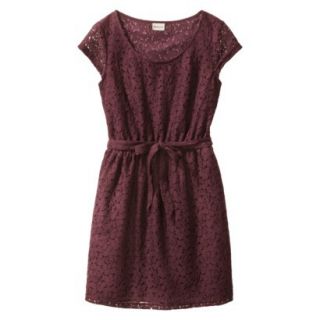Merona Petites Short Sleeve Lace Overlay Dress   Berry MP