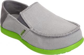 Boys Crocs Santa Cruz Canvas Loafer   Light Grey/Volt Green Casual Shoes