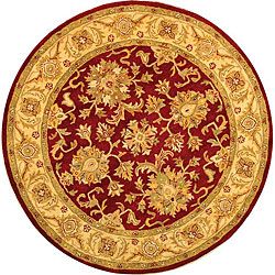 Handmade Antiquities Jewel Red/ Ivory Wool Rug (36 Round) (RedPattern OrientalMeasures 0.625 inch thickTip We recommend the use of a non skid pad to keep the rug in place on smooth surfaces.All rug sizes are approximate. Due to the difference of monitor