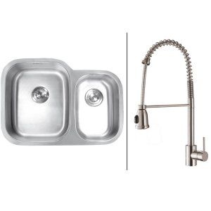 Ruvati RVC2548 Combo Stainless Steel Kitchen Sink and Stainless Steel Set