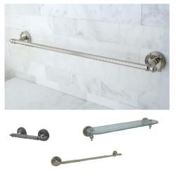 Polished Nickel 3 piece Shelf And Towel Bar Bathroom Accessory Set