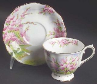 Royal Albert Blossom Time Footed Cup & Saucer Set, Fine China Dinnerware   Hampt
