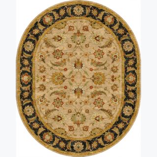 Tufted D93 Traditional Beige/ Brown Wool Oval Rug (8 X 10)