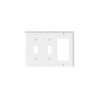 Leviton 80421W Electrical Wall Plate, Combination, 2Toggle Switch amp; 1Decora, 3Gang White