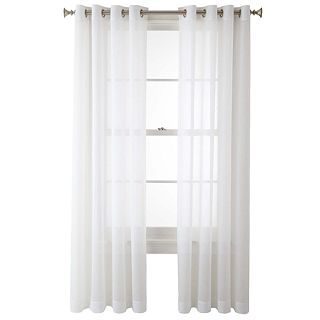 Royal Velvet Crushed Voile Grommet Top Curtain Panel, White