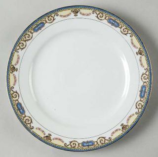 Noritake Sylvania Luncheon Plate, Fine China Dinnerware   Blue & Black Edge, Swa