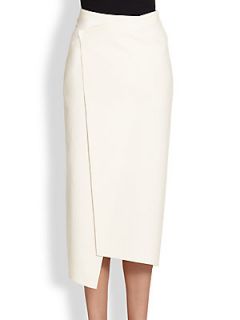 Akris Asymmetrical Wrap Skirt   White