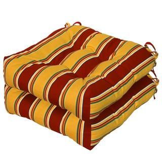 Mayan Stripe 20 inch Polyester Outdoor Chair Cushions (set Of 2) (Mayan StripeMaterials 100 percent polyesterFill 100 percent recycled, post consumer plastic bottlesClosure Sewn seamWeather resistant YesUV protection Care instructions Spot cleanDimen