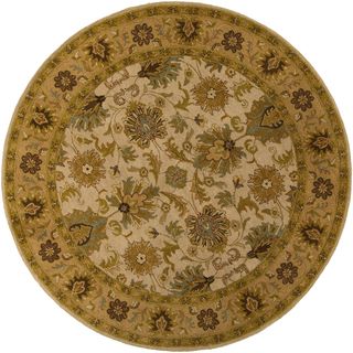 Hand tufted Caley Classic Floral Wool Tan Rug (99 Round)