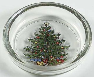 Cuthbertson Christmas Tree (Narrow Green Band,Cream) Glassware Coaster, Fine Chi