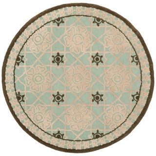 Safavieh Hand hooked Newport Teal/ Ivory Cotton Rug (4 X 4 Round)